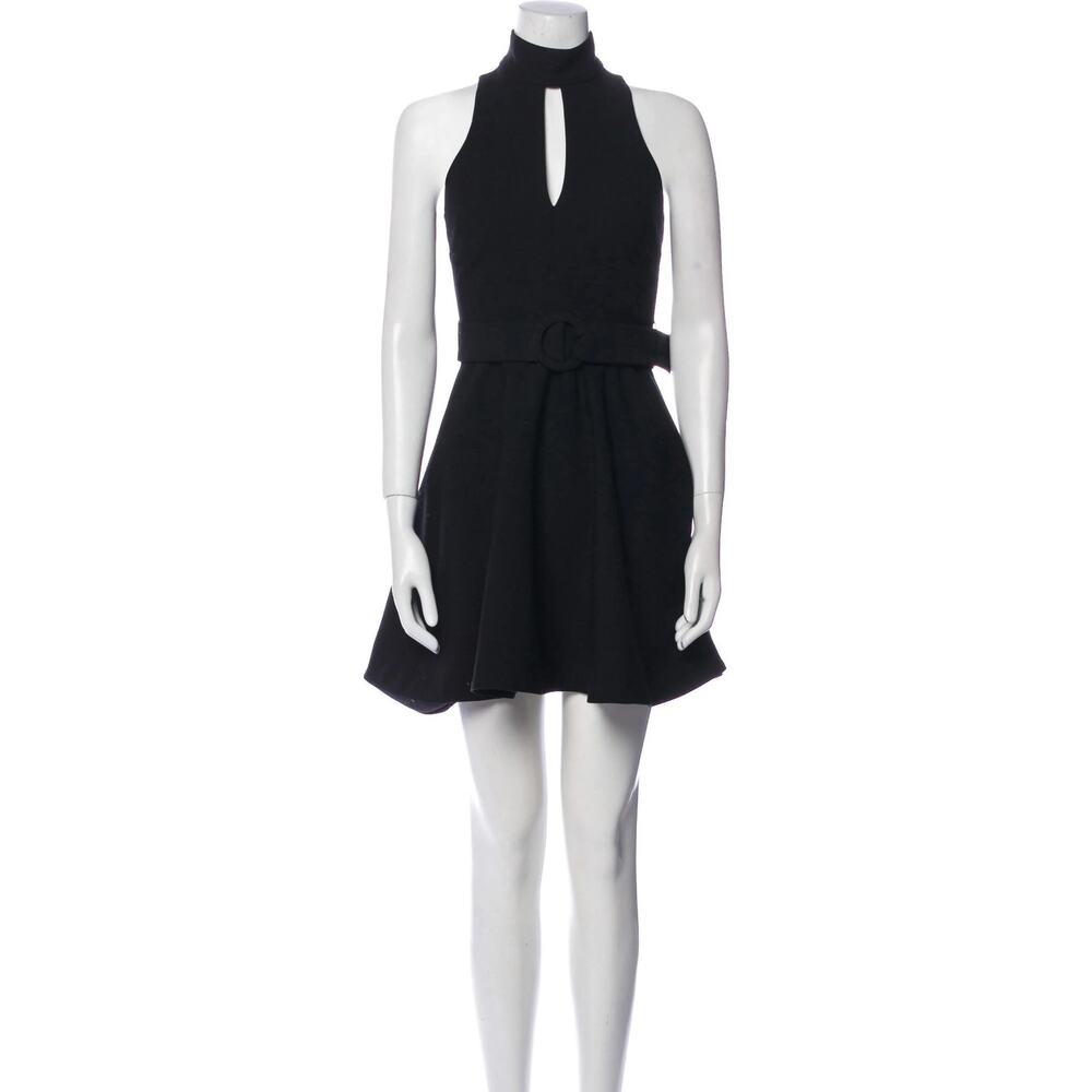 Cinq A Sept Juni Black Mock Neck Belted Mini Dress Size 4